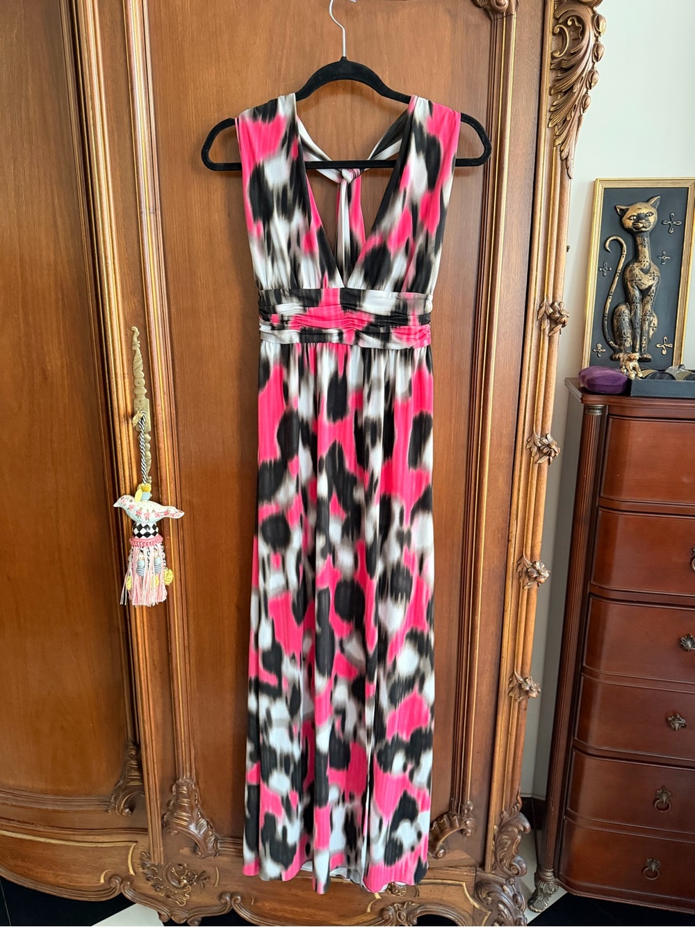 Alice + Olivia Pink White & Black Print Maxi Dress